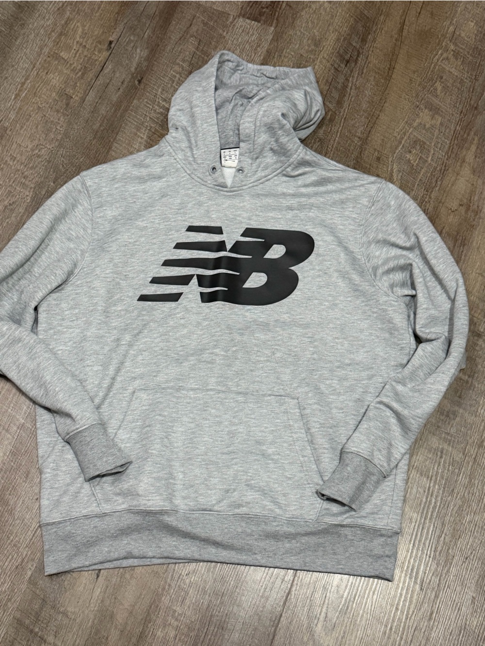 New Balance Men’s Light Gray Zip-Up Hoodie with Black NB Logo